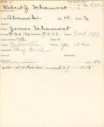 Robert J. Tahamont Student Information Card Robert J. Tahamont Student Information Card