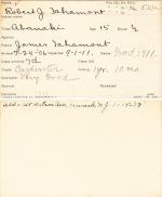 Robert J. Tahamont Student Information Card