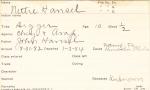 Nettie Hansel Student Information Card