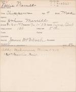 Nellie Merrill Student Information Card