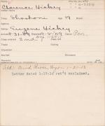 Clarence Hickey Student Information Card