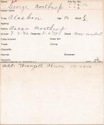 George Northrop Student Information Card George Northrop Student Information Card