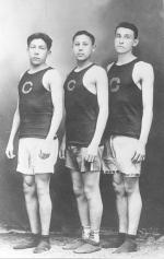 Robert Nash and two unidentified male athletes, c.1913