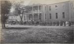 Parade of students in front of dining hall, c.1885