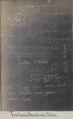 Slate showing student work with name Luther Otakte [version 2], c. 1880