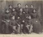 Mr. Terrance with a group of Mohawk students, c.1900