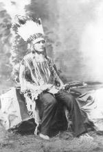 White Buffalo in headdress with bow and arrow (pose #2), 1881