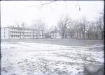 Girls' Quarters, Band Stand, and Dining Hall in Snow, c. 1910