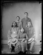 Julia Given, Joshua Given and Otto Zotoum with two visiting chiefs, c.1882