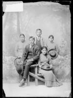 Lot Eyelash and four unidentified students, c.1890
