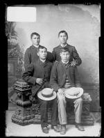 Eustace Esapoyhet, Frank Everett, and two unidentified young men, c.1890