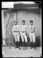 Jonas Place, Morgan Toprock, and Robert Penn in baseball uniforms, c 1887
