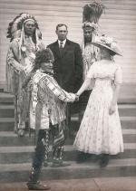 Blanche Jollie with Blackfeet Indian Visitors, 1913